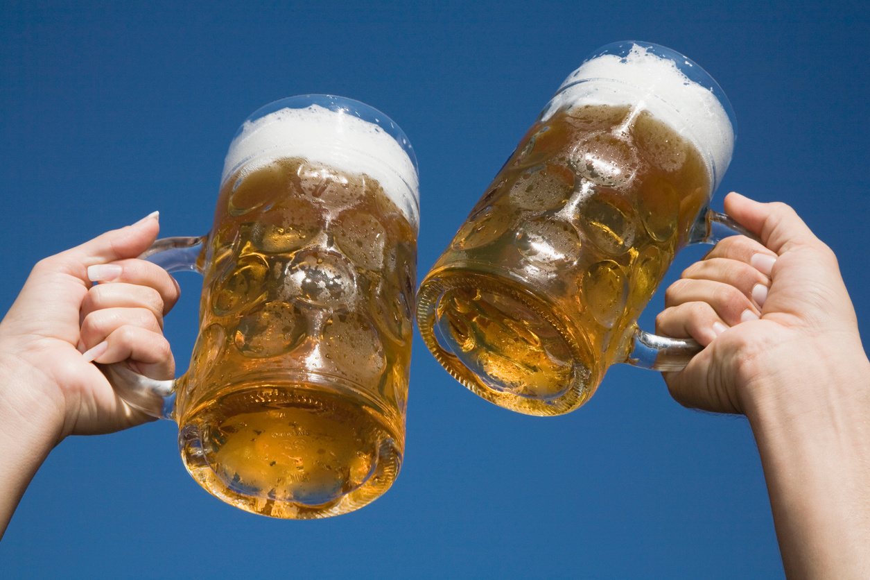 2 pints of beer from a local Oktoberfest  beer festival